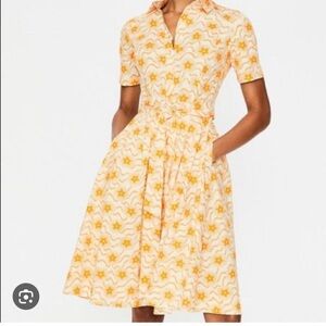 Boden Yellow Star-Print Midi Shirt Dress